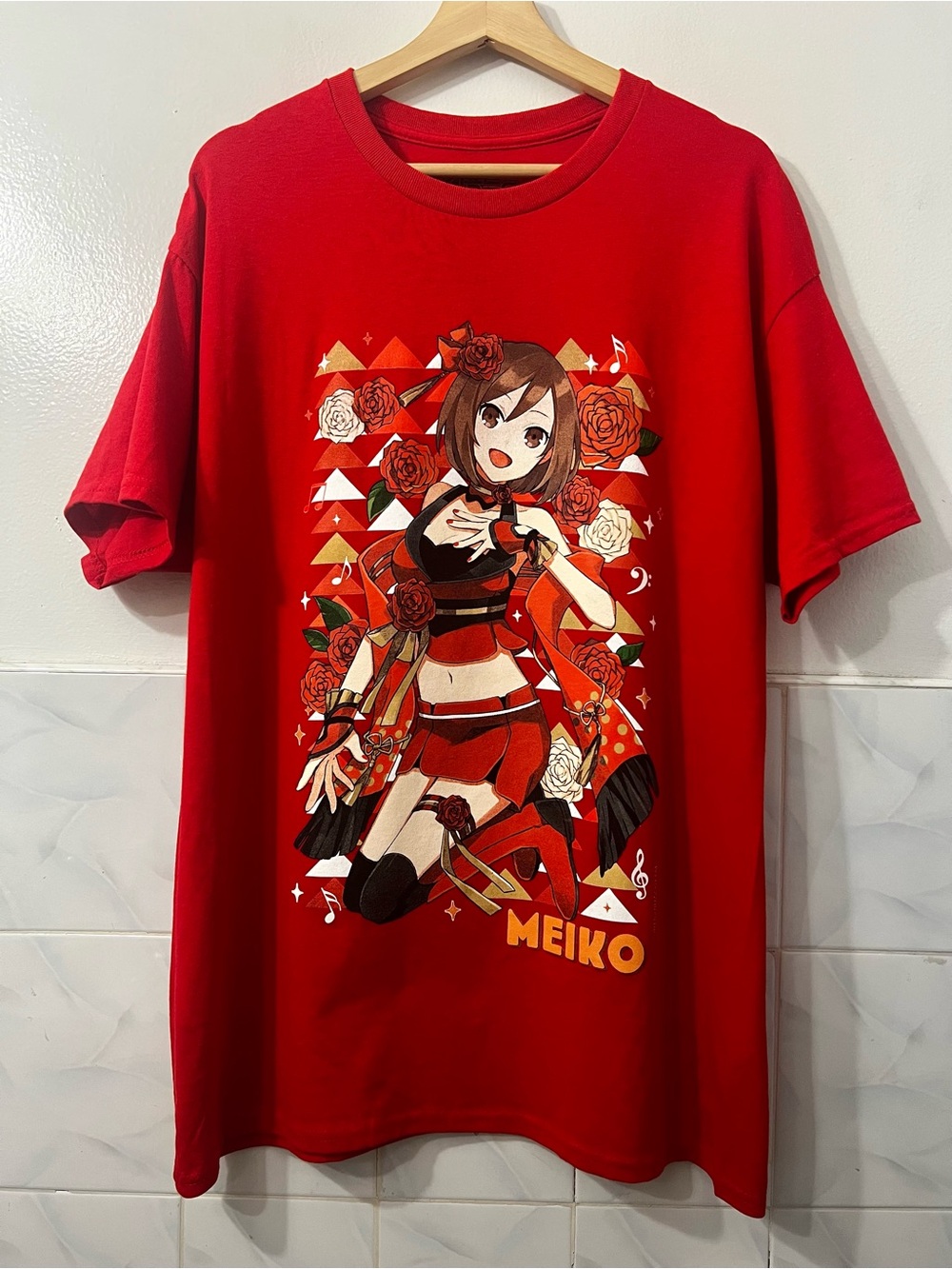 Hatsune Miku Meiko Vocaloid Graphic T-Shirt Red Men’s L Anime J-Pop Streetwear